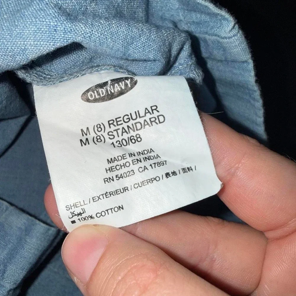 Old Navy Girls Embroidered Chambray Dress Size 8 Blue Boho 100% Cotton